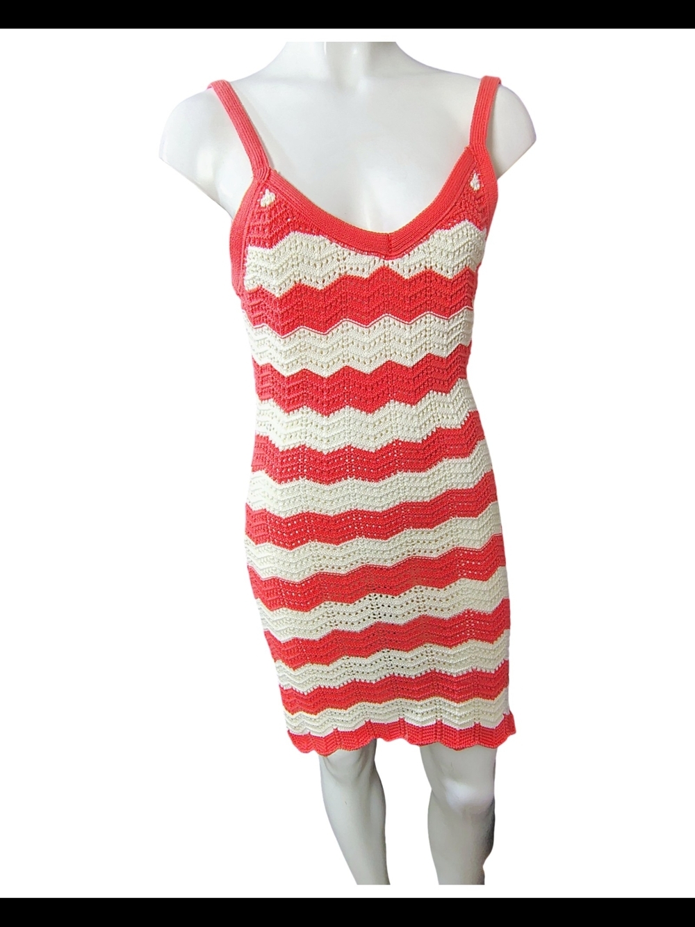 Olivaceous Coral and Cream Knit Tank Dress